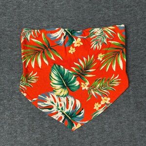 NWT Forever 21 Floral Print Bandana‎ Tube Crop Top Women's L Red Tropical Casual